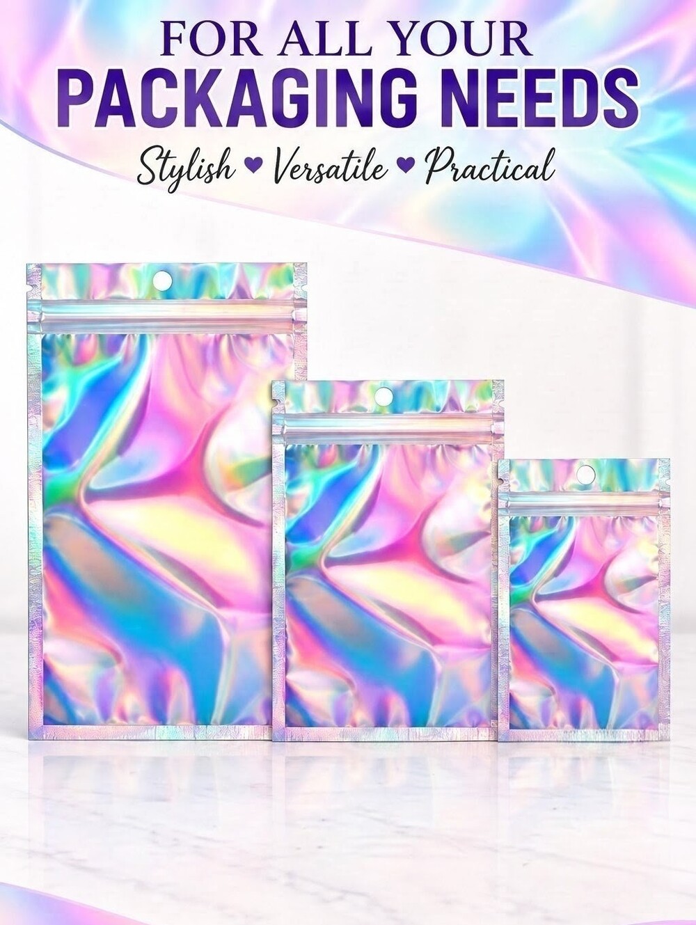 30 Pieces - Iridescent Holographic Bags - Picture 3 of 7